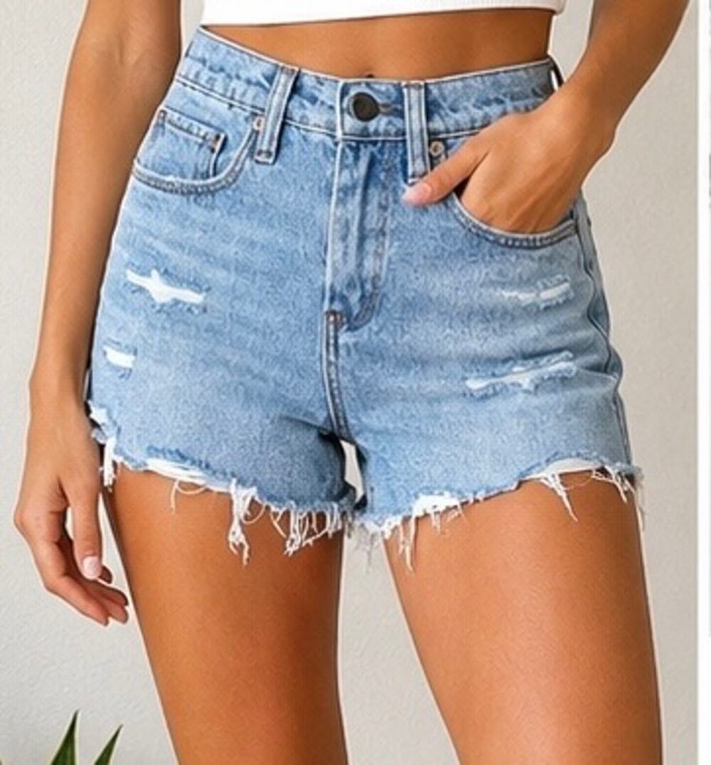 NWT BLANKNYC The Barrow Vintage High Rise Distressed Denim Shorts Size 24